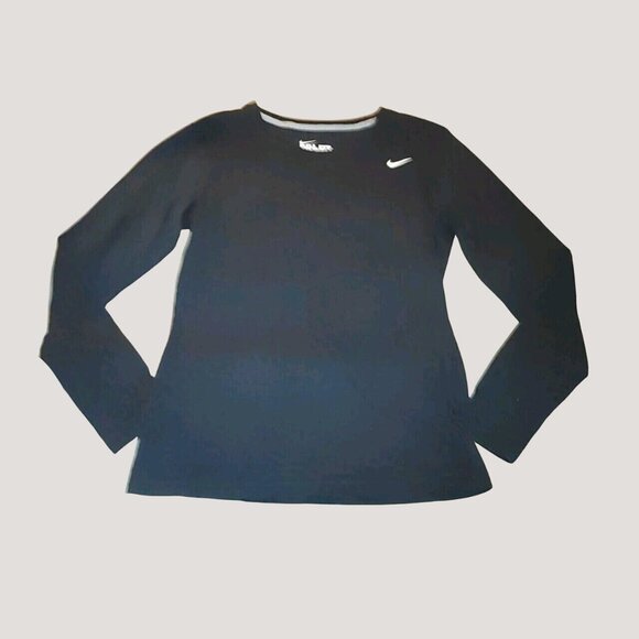Nike Shirt Medium Dri Fit Long Sleeve Black Lightweight Breathable Active Wear - Picture 1 of 9